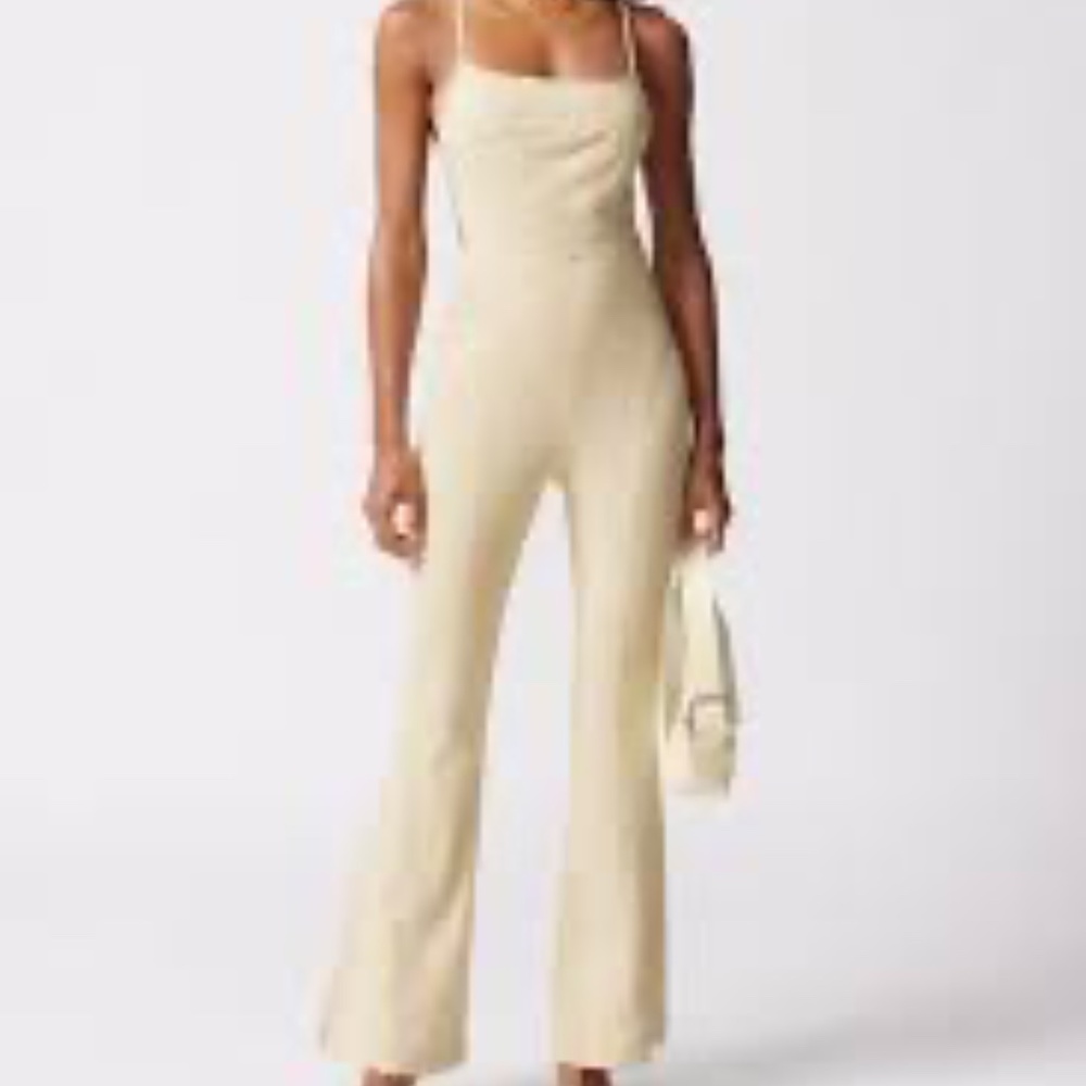 Chandler Linen Strappy-Back Jumpsuit in Cream by Urban Outfitters (M)